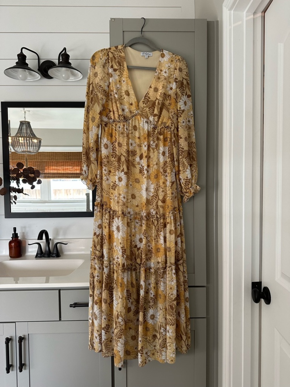 Polagram Yellow Floral Tiered Maxi Dress